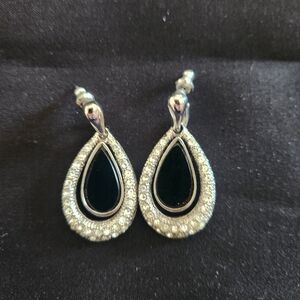 Park Lane Black and Silver Teardrop Earrings